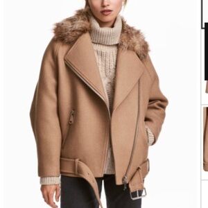 H&M Tan Leather Jacket for Women